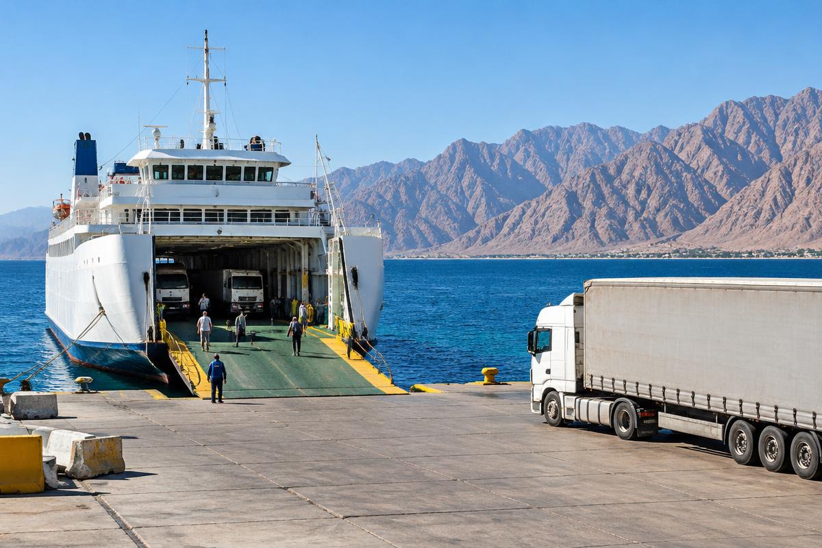AI-generated illustrative Red Sea maritime operations for Nuweiba; not a photograph of the actual port