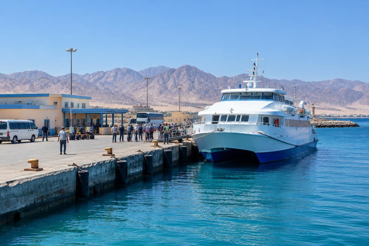 AI-generated illustrative Red Sea maritime operations for Safaga; not a photograph of the actual port