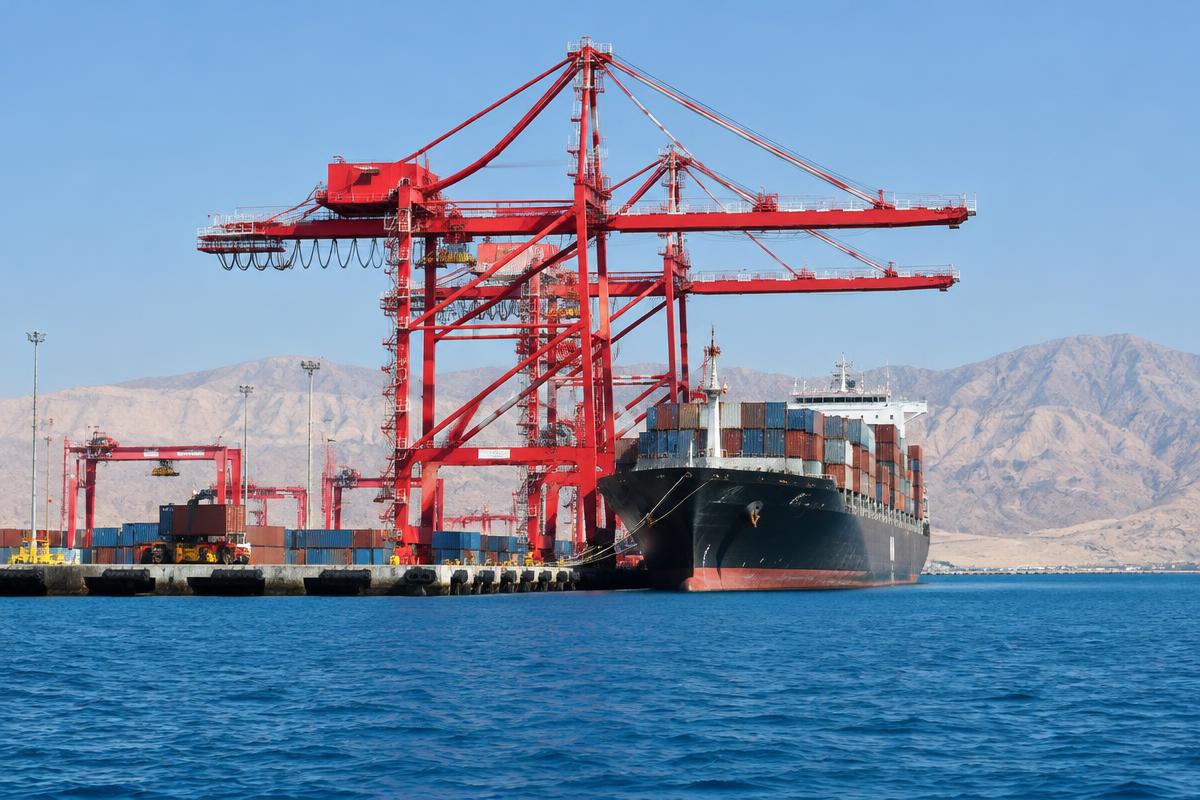 AI-generated illustrative Red Sea maritime operations for Sokhna; not a photograph of the actual port